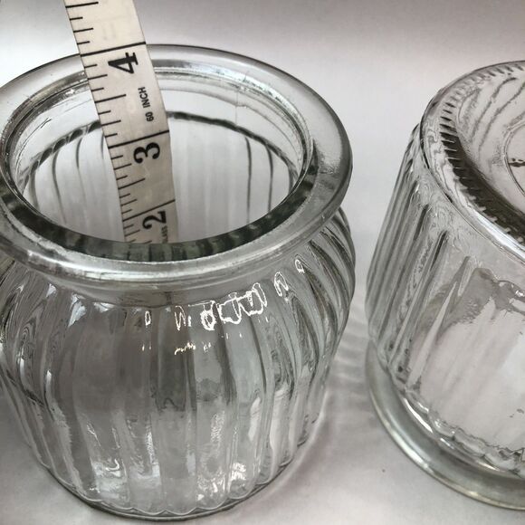 2 Matching  CANDY JARS 22 Oz  RIBBED SIDES Round Tops Rounded Edges Seals - Picture 5 of 6